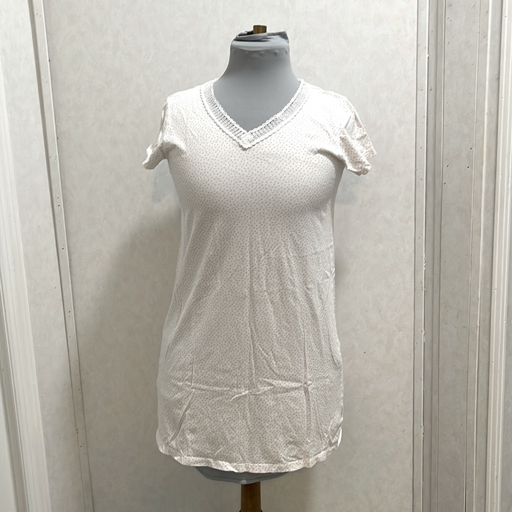White with Pink polka Dot night gown-size Small